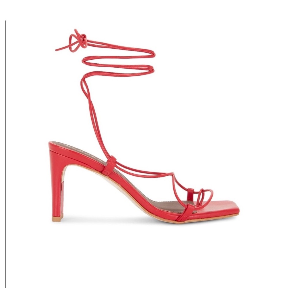 ALOHAS Red Lace-Up Square-Toe Sandal - Picture 2 of 10